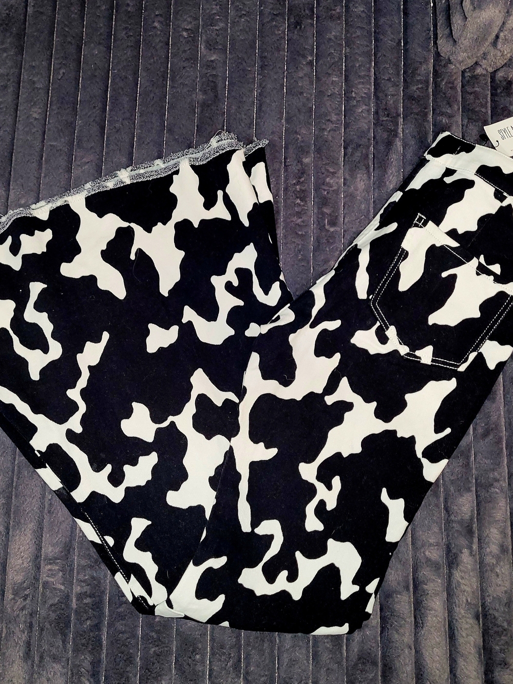 Peach Love California Black and White Cow Print Pants